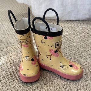 Oaki Kids Yellow and Pink Rain Boots